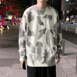 Men's Sweaters O-neck Pullovers Men American Retro Ly Casual Chic Loose Tie Dye Fashion Autumn Street Knitted Outwear Ins All-match