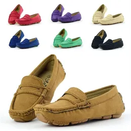 Skoex barns loafer slip-on mjuk mocka läder pojkar platt oxford förare båtskor nya vår sommar barn flickor moccasin 2103292401