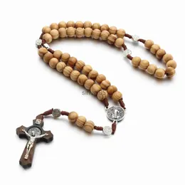 Hänge halsband naturliga tall Jesus kors hänge halsband katolska radband kristna religiösa kors exorcism halsband handvävda vintage smycken x1009