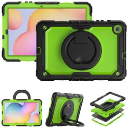 360 Samsung Tab의 회전 스탠드 손잡이 그립 케이스 S6 Lite 10.4 인치 S6Lite Heavy Deature Rugged Silicone Shopproof Kids Tablet Case Case Bulid in S Pen Holder