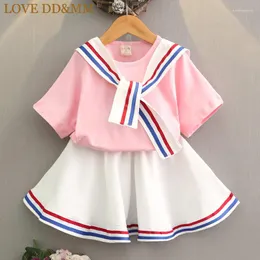 Clothing Sets LOVE DD&MM Girls Summer Children Fashion Striped Corsage Tops Skirts Suit Baby Clothes Costumes Boutique Outfits
