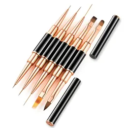 Dotting Tools 5Pcs Double Head Nail Art UV Gel Brushes Painting French Stripe Drawing Liner Pen Manicure Accessoires Parts 231007