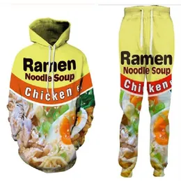 Whole--New Fashion Men Womens Noodle Beef Chicken Sweatshirt Joggers Funny 3D Print Unisex Hoodies Pants ZZ07211p