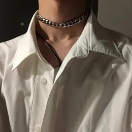 Chokers Naszyjnik Not nie zanikał Choker Hip-Hop Punk naklejki na szyję metalowe grube mężczyźni i kobiety modny łańcuch obojczyka 231009