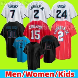 Custom 22 Sandy Alcantara Baseball Jersey Jazz Chisholm Jr. Yuli Gurrie Luis Arraez 8 Andre Dawson Jorge Soler Jesus Sanchez 15 Brian Anderson Męs