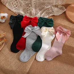 Damen-Socken, niedliche Baby-Mädchen-Herbst-Kleinkinder, Seide, große Schleife, weiche lange Weihnachtssocke, Baumwolle, kniehohe Socken für 0–5 Jahre