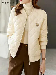 Womens Down Parkas Vimly Short Quilted Coat Women Winter Warm Thick Padded Baseball Jacket Fashion Embroidery Woman Outerwear Clothing 231009