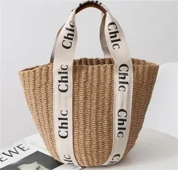 2023 big bag designer fashion woody raffia tote bag men and women handbag woven leather bucket bags with letters summer