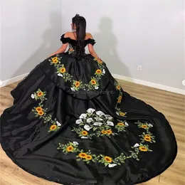 Vestido Negro De Quinceanera 2024, Vestido De Princesa Con Bordado
