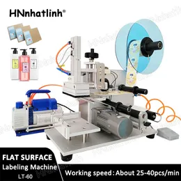 Automatisk platt Surface Labeling Machine Top Label Applicator Bottle Cartons Boxar Bags Cosmetics Equipment LT-60B