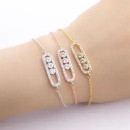 Icftzwe rostfritt stål armband femme pulseira charm 1 3 pärla cz geometriska bar armband för kvinnor handkedja guld bileklik252e