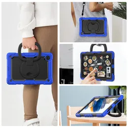 Heavy Duty Rugged Case For Samsung Galaxy Tab A7 Lite 8.7" A7 10.5 inch A 8.0 inch Handle Grip Rotating Stand Shockproof Kids Tablet Cover + PET Screen Film Shoulder Straps
