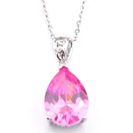 Luckyshine 10 Pcs Elegant Pendants Jewelry Teardrop Shaped Pink Topaz Zircon Pendants for Necklaces Women Jewelry HO228G