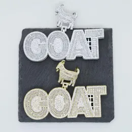 Iced Out Bling Hip Hop Men pendant Jewelry Full Paved Baguette CZ Animal Bail 5A Cubic Zirconia CZ GOAT Pendants Necklace256E