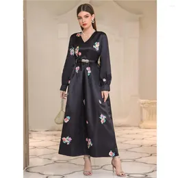 Ethnic Clothing Eid Party Print Abaya Muslim For Elegant Women Long Maxi Dress Turkey Arabic Kaftan Evening Gown Dubai Islamic Jalabiya