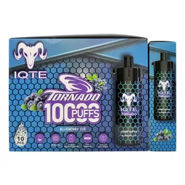 2023 원래 100% IQTE 10000 퍼프 E 담배 2% 850mAh 22ml 미리 채워진 장치 일회용 vape 승인 10 맛