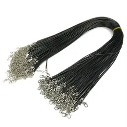 Ожерелье из черной восковой кожи со змеей 1,5 см, 2,0 см, веревка, удлинитель цепи с застежкой-лобстером, модные украшения своими руками, компонент241J
