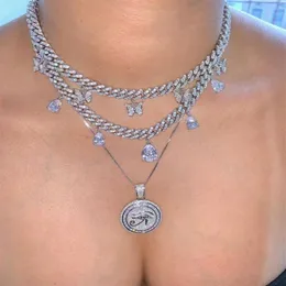 41 10 cm przedłużenie łańcucha pudełka geometryczna okrągła moneta Pendant wygrawerowane złe oko Lucky Iced Out Bling CZ Naszyjnik 230H