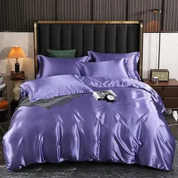 Zestawy pościeli jedwabisty czterosieczny zestaw w stylu europejskim jedwabiu Sleep Pure Duvet Cover 4pcs Bed 231009