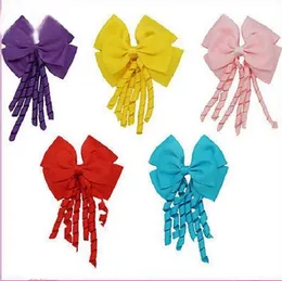 4inch korker streamer ribbon elastic bobble Grosgrain Ribbon Long Korker Tail Fancy Cute Hair Bow With Clip For Girls 20pcs/lot