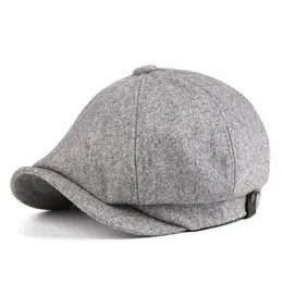 Duża rozmiar ośmiokątna kapelusz wełniana wełna beret zima filc malarz kapelusz wielka głowa mężczyznę plus newsboy caps 56- 58- powyżej LJ200916212R