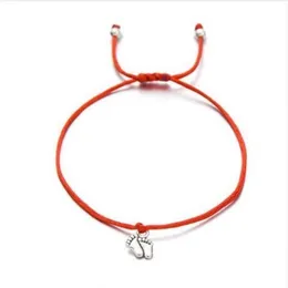 20st. Håller härliga dubbla fötter Family Wish Armband Simple Red String Charms Gift287y