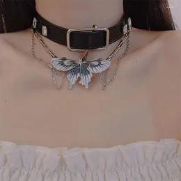 Kedjor mörk stil personlighet fjäril franshalsband kvinnlig ljus lyx retro punk choker krage krage flicka super coola tillbehör