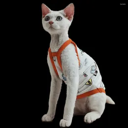 Kattdräkter andningsbara mesh Sling Pure Cotton Costume Conis Sphinx Outfits Hairless Kittenkläder för Devon Rex Sphynx Summer