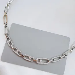 Modedesigner halsband v guld allt-i-ett ljus lyx ins full diamant enkel med diamant kan glida rörlig halsband hög koldiamantchoker