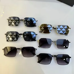 Дизайнерские солнцезащитные очки Lunettes de Soleil для мужчин и женщин в металлической оправе с квадратной зеркальной рамкой и градиентом, боковой символ, знак для пляжной вечеринки, праздник, оригинальная коробка SPR55