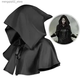 Tematdräkt 2022 Medieval Witch Wizard Fancy Punk Cloak Gothic Cosplay vuxen huva mantel vampyr djävul capes unisex halloween party come q23101010