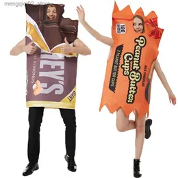 Costume a tema Eraspooky Adulto Divertente Coppia Vestito Cioccolato e burro di arachidi Viene fornito Snack Spugna Tuta Carnevale di Halloween Fancy Dress Q240307