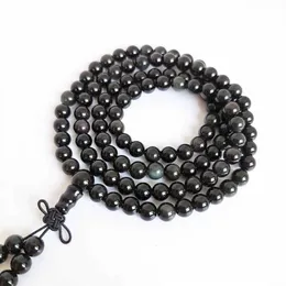 6mm Natural Obsidian Round Beads Bracelets With Rainbow Eyes 108 Prayer Meditation Mala BRO501 Beaded Strands276P