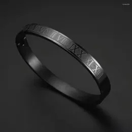 Bangle 2023 Homens Clássicos Pulseira Romana Aço Inoxidável Cor Preta Moda Jóias Presente