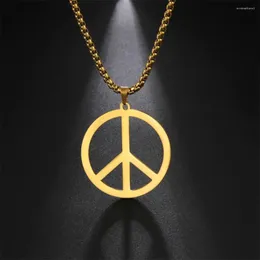 Chains My Shape Goth Punk Peace Sign Symbol Pendant Necklaces For Men Women Stainless Steel Peaceful Choker Chain Jewelry Male Gifts