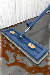 Mops Floor Clean Flat Large Mop Bucket Selfclean Household Wet Dry Squeeze Microfiber Pad Window Tool Scraping Strip 42CM 231009