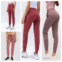 LU-2014 Women Yoga Outfit New Casual Quick-Drying Elastic Waist All-In-One Running Sports Pants Fitness Slimming Leg Pants