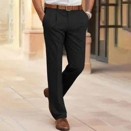 Men's Suits Sophisticated Dress Pants Premium Slim Fit Suit Classic Solid Color Mid-rise Straight Leg Trousers For Business