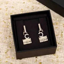 2023 Luxury Quality Charm Drop Earring Square Shape With Diamond Rhombus Design Have Stamp Box PS4605A