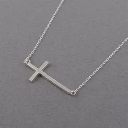 1 geometrische horizontale seitliche Kreuz-Religion-Anhänger-Halskette, einfach, winzig, klein, Glaube, christlich, glücklich, Frau, Mutter, Herren, fa231J