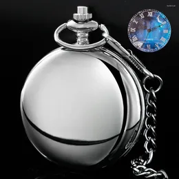 Pocket Watches Romantic Starry Sky Moon Quartz Watch Silver/Gold/Black/Brown Smooth Vintage Necklace Reloj de Bolsillo