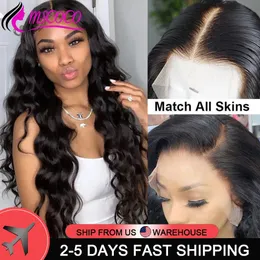 Synthetic S Mscoco Glueless Lace Front Human Hair 13x4 Body Wave HD Transparent Frontal 5x5 Clre 231007