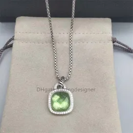 jewelry necklaces High Quality Women 14mm Square Gemstone Necklace designer Wholesale Gift Free fashion Shipping items diamond pendant LOO1