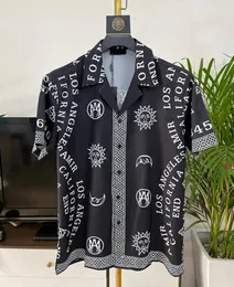 Männer Casual Hemden Luxus Brief Gedruckt Hemd Herren Sommer Kleidung Kurzarm Männer Social Manga Longa Prom Party Ropa hombre