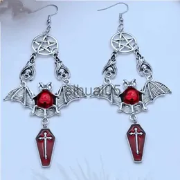 Pendant Necklaces New punk style jewelry accessories alloy Gothic bat red drop oil Five pointed star Cross coffin hook pendant earrings jewelry x1009