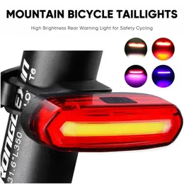 Cykelbelysning cykelbelysning laddningsbar lampa USB bakre svans LED -vattentät lykta cykelljus för 231009