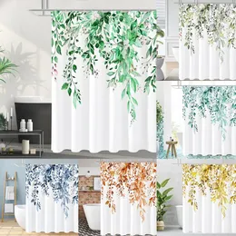 Duschgardiner grönska blad badrum gardin vinstockar blommor dusch gardin modern nordisk minimalistisk polyester heminredning badrum gardin krokar 231007