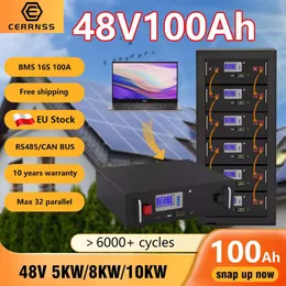 LiFePO4 48V 100AH Battery Pack 51.2V 5KW Lithium Battery 6000+ Cycles RS485 CAN 16S 100A BMS Max 32 Parallel For Solar Inverter