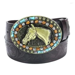 Belts M89E Man Relief Horse Head Belt For Dresses Teens Waist Non-slip Jeans