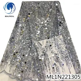 BEAUTIFICAL Lace nigerian french sequins net lace fabrics high quality 5 yards sequin sewing for dress ML1N22131303S